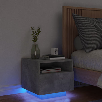 Comodino con Luci LED Grigio Cemento 40x39x37 cm - homemem39