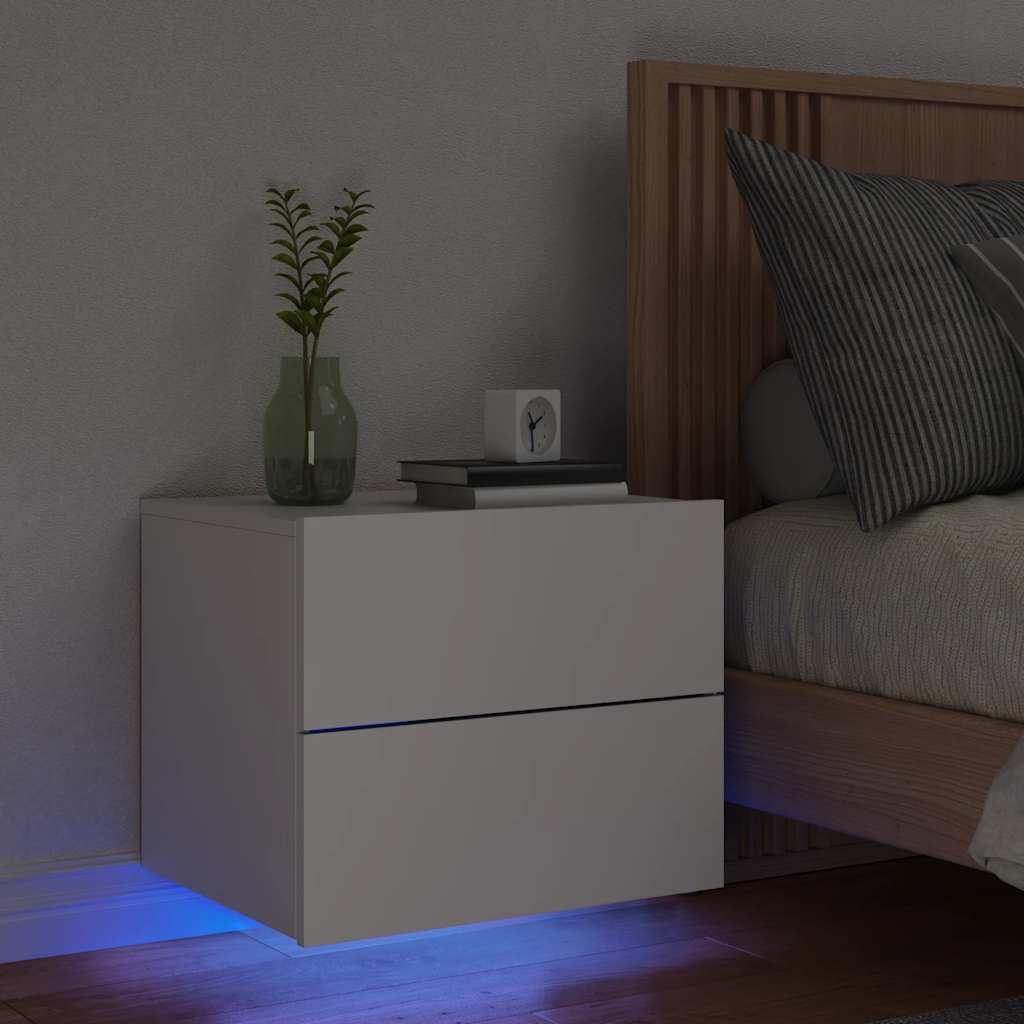 Comodino a Parete con Luci LED Bianco - homemem39
