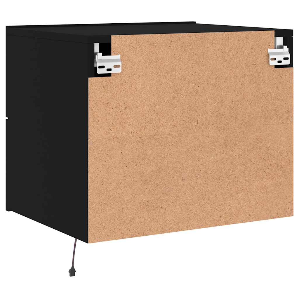 Comodino a Parete con Luci LED Nero - homemem39