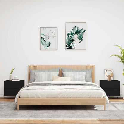 Comodini a Parete con Luci LED 2 pz Neri - homemem39