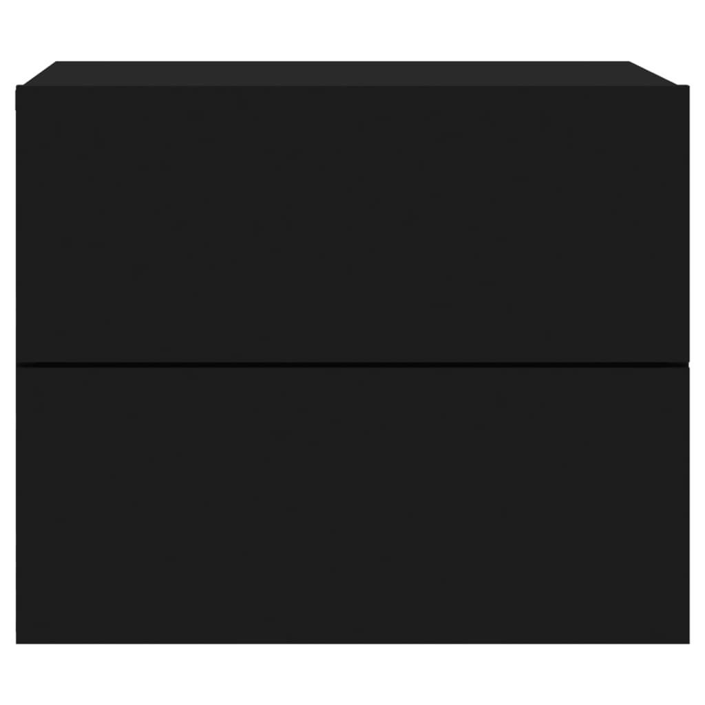 Comodini a Parete con Luci LED 2 pz Neri - homemem39