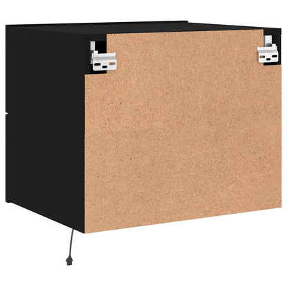 Comodini a Parete con Luci LED 2 pz Neri - homemem39