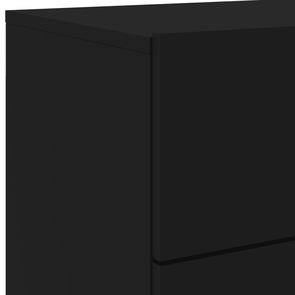 Comodini a Parete con Luci LED 2 pz Neri - homemem39