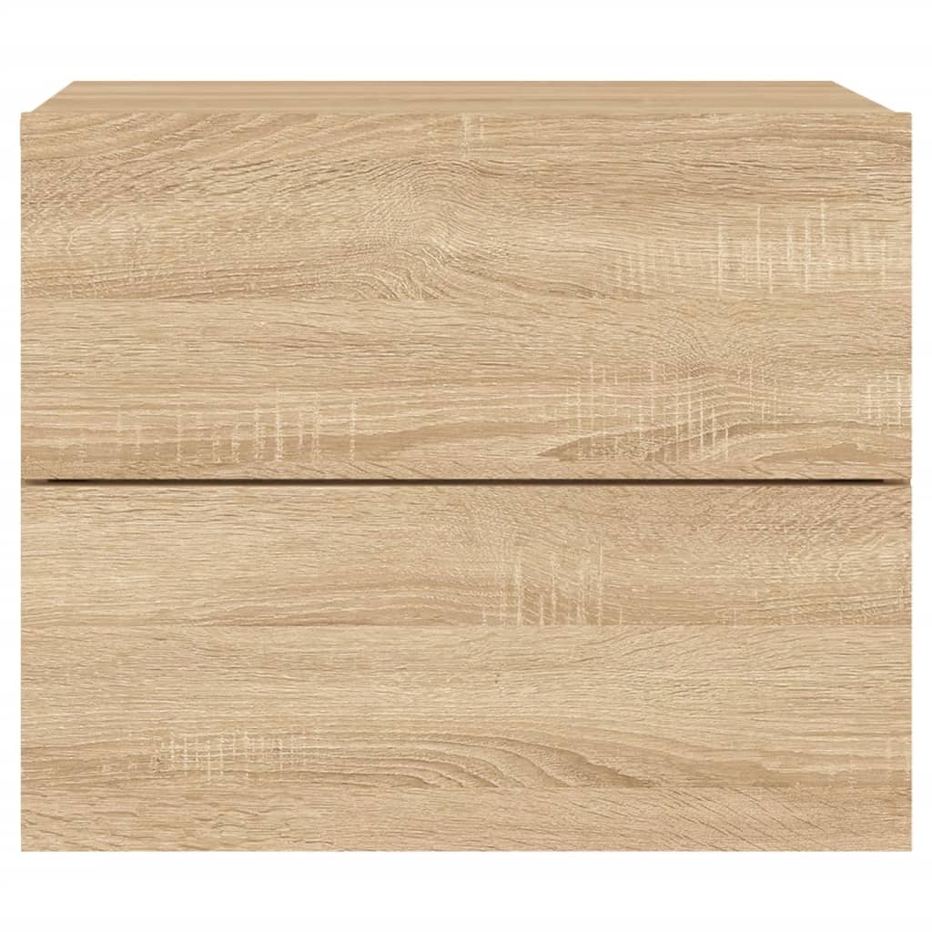 Comodino a Parete con luci LED Rovere Sonoma - homemem39