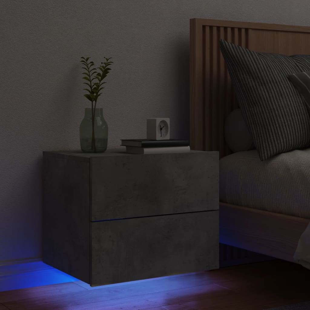 Comodino a Parete con Luci LED Grigio Cemento - homemem39