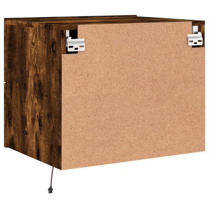 Comodino a Parete con luci LED Rovere Fumo - homemem39