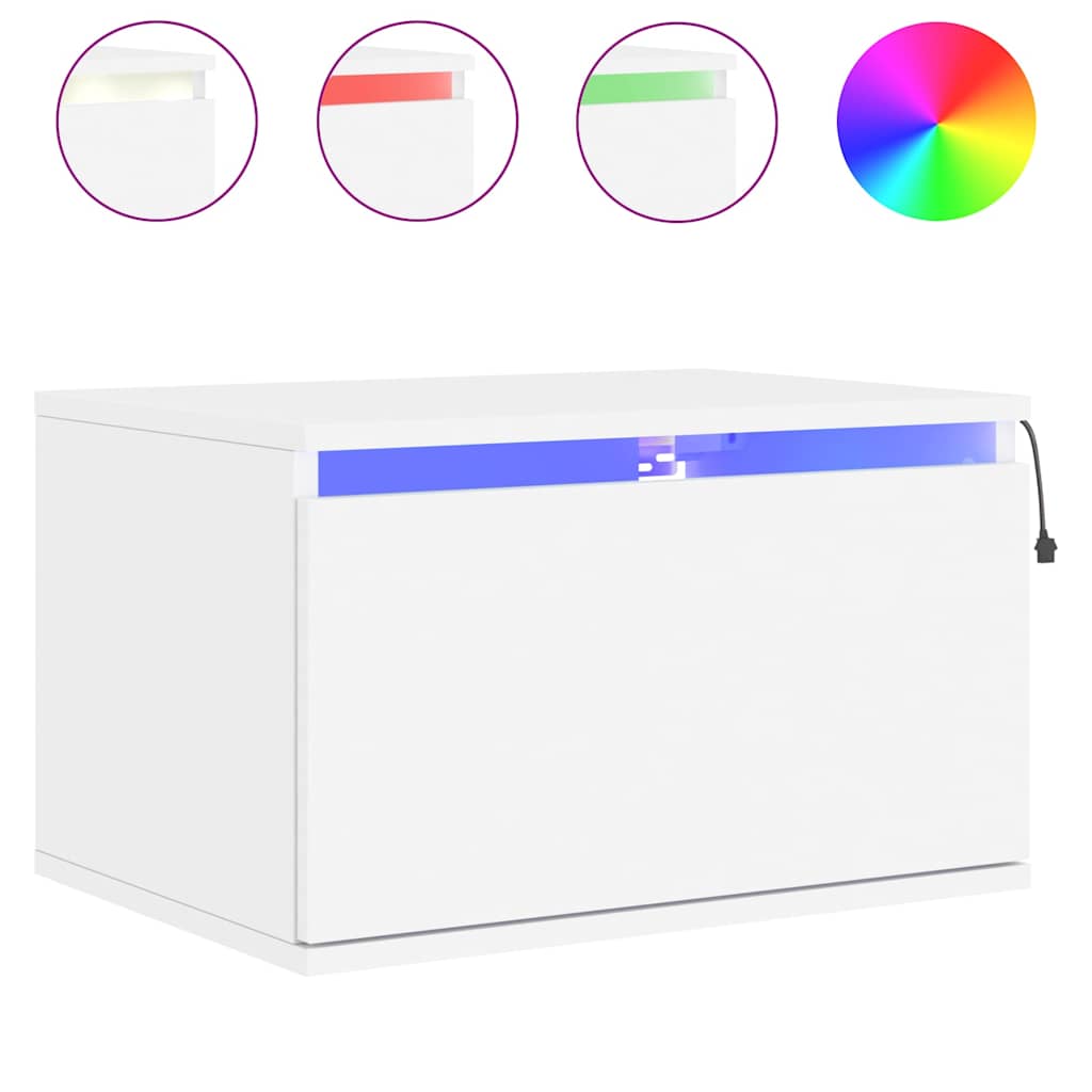Comodino a Parete con Luci LED Bianco - homemem39