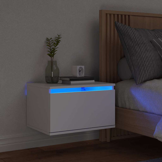 Comodino a Parete con Luci LED Bianco - homemem39
