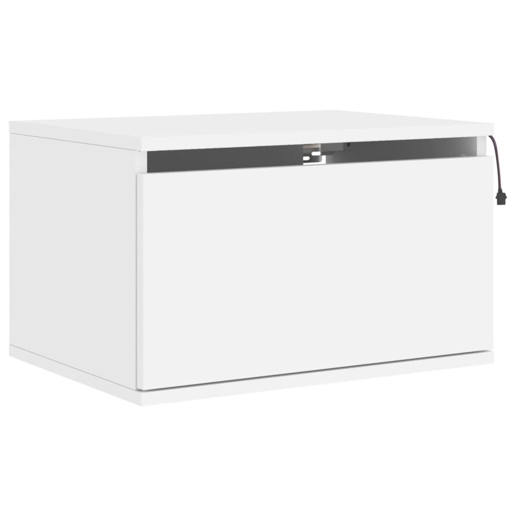 Comodini a Parete con Luci LED 2 pz Bianchi - homemem39