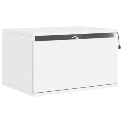 Comodini a Parete con Luci LED 2 pz Bianchi - homemem39