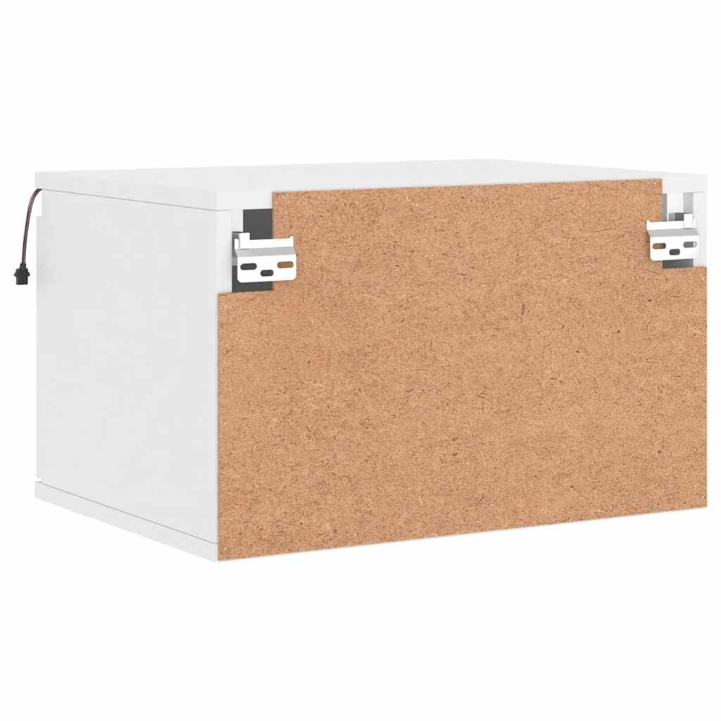 Comodini a Parete con Luci LED 2 pz Bianchi - homemem39