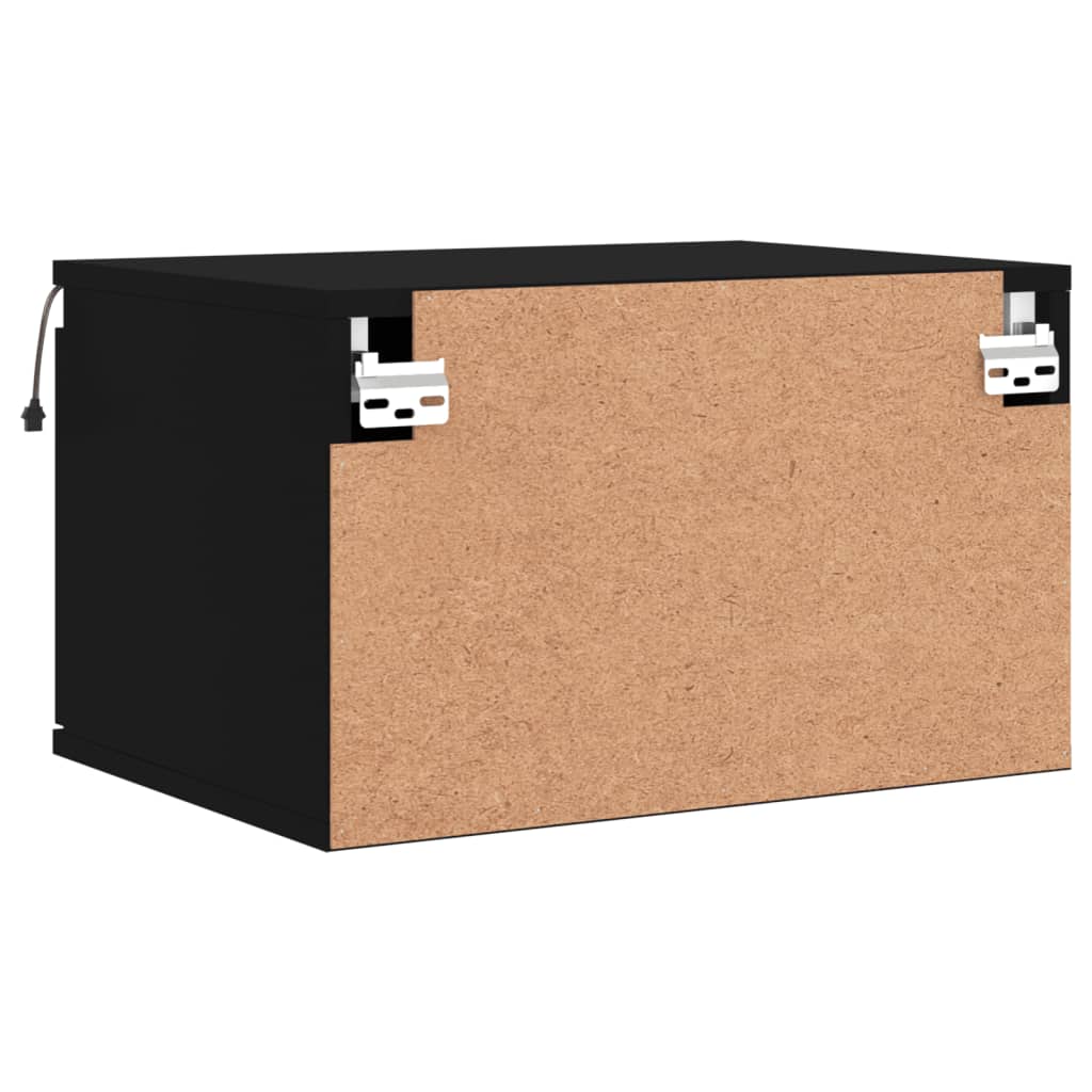 Comodini a Parete con Luci LED 2 pz Neri - homemem39