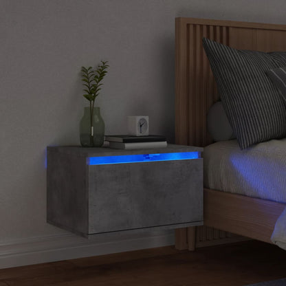 Comodino a Parete con Luci LED Grigio Cemento - homemem39