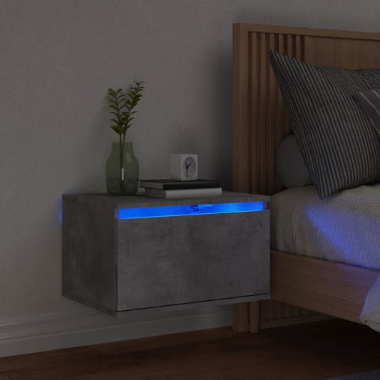Comodino a Parete con Luci LED Grigio Cemento - homemem39