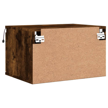 Comodino a Parete con luci LED Rovere Fumo - homemem39