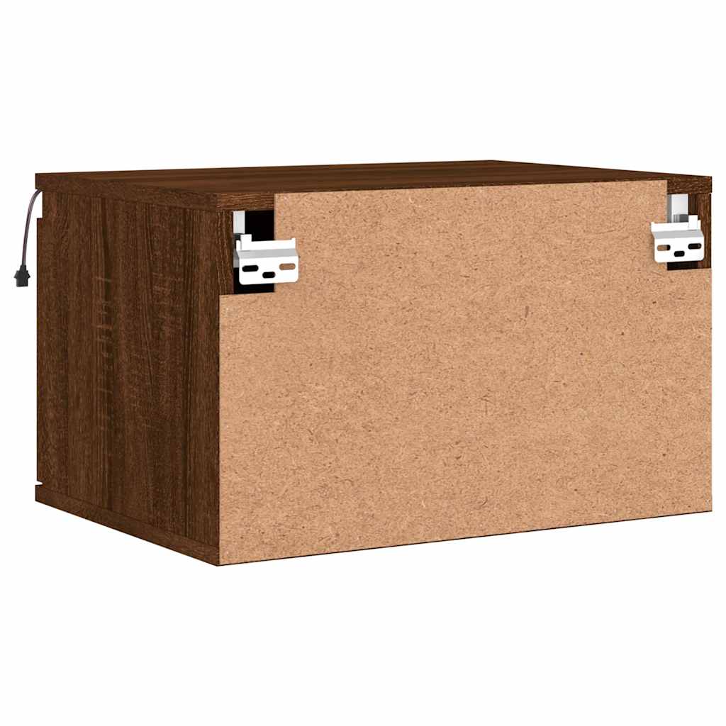 Comodino a Parete con luci LED Rovere Marrone - homemem39