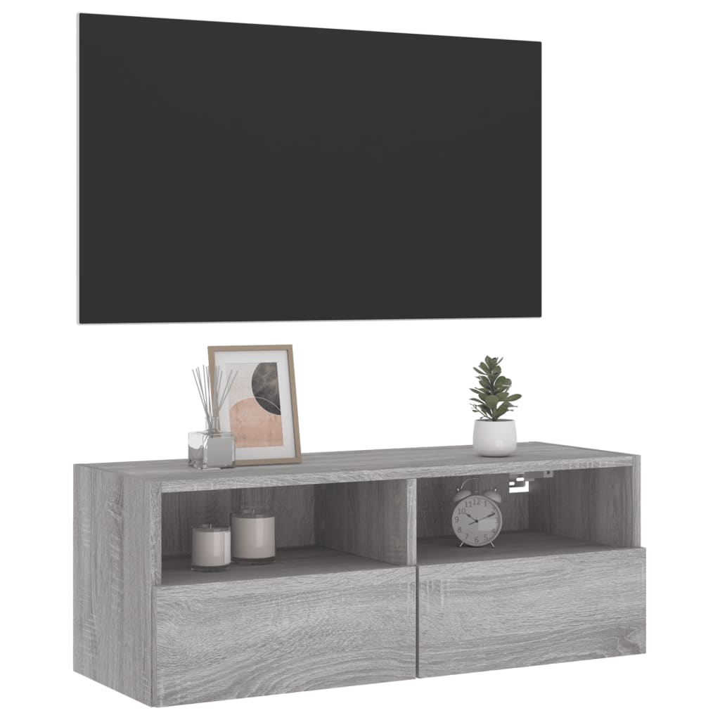 Mobile TV a Parete Grigio Sonoma 80x30x30 cm Legno Multistrato | homemem39