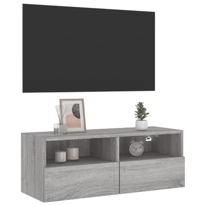 Mobile TV a Parete Grigio Sonoma 80x30x30 cm Legno Multistrato | homemem39