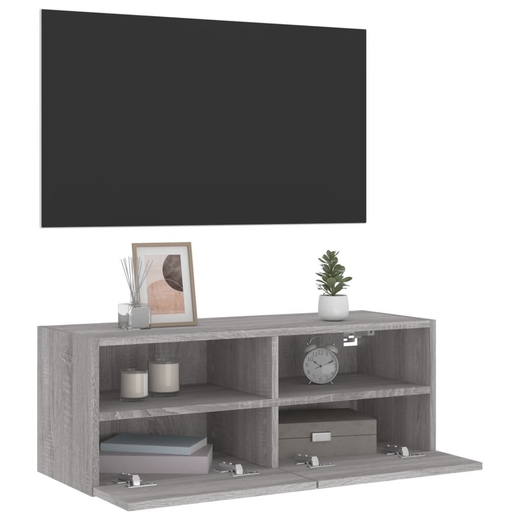 Mobile TV a Parete Grigio Sonoma 80x30x30 cm Legno Multistrato | homemem39