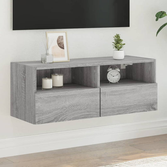 Mobile TV a Parete Grigio Sonoma 80x30x30 cm Legno Multistrato | homemem39