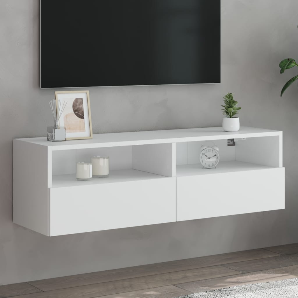 Mobile TV a Parete Bianco 100x30x30 cm in Legno Multistrato - homemem39