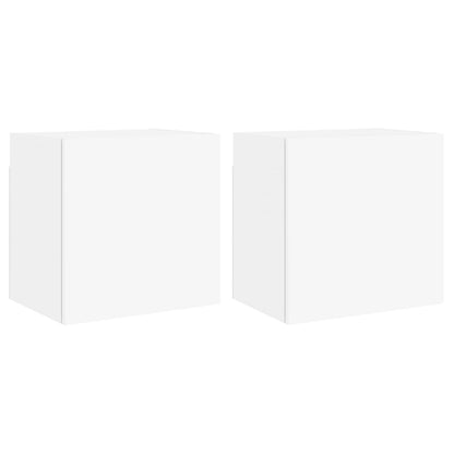 Mobili TV a Parete 2pz Bianchi 40,5x30x40 cm Legno Multistrato