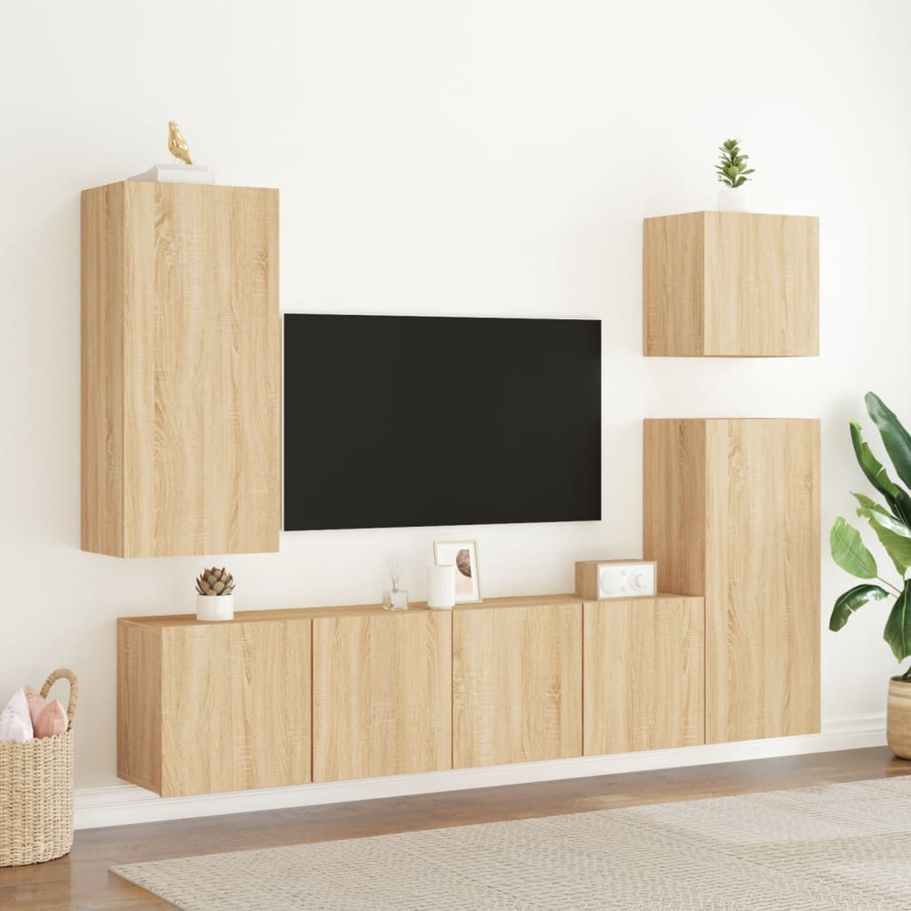 Mobili TV a Parete 2pz Rovere Sonoma 80x30x41 cm - homemem39