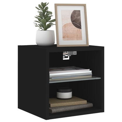 Mobile TV a Parete con Luci LED Nero 30x28,5x30 cm - homemem39