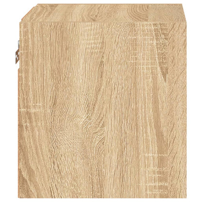 Mobile TV a Parete con Luci LED Rovere Sonoma 30x28,5x30 cm - homemem39