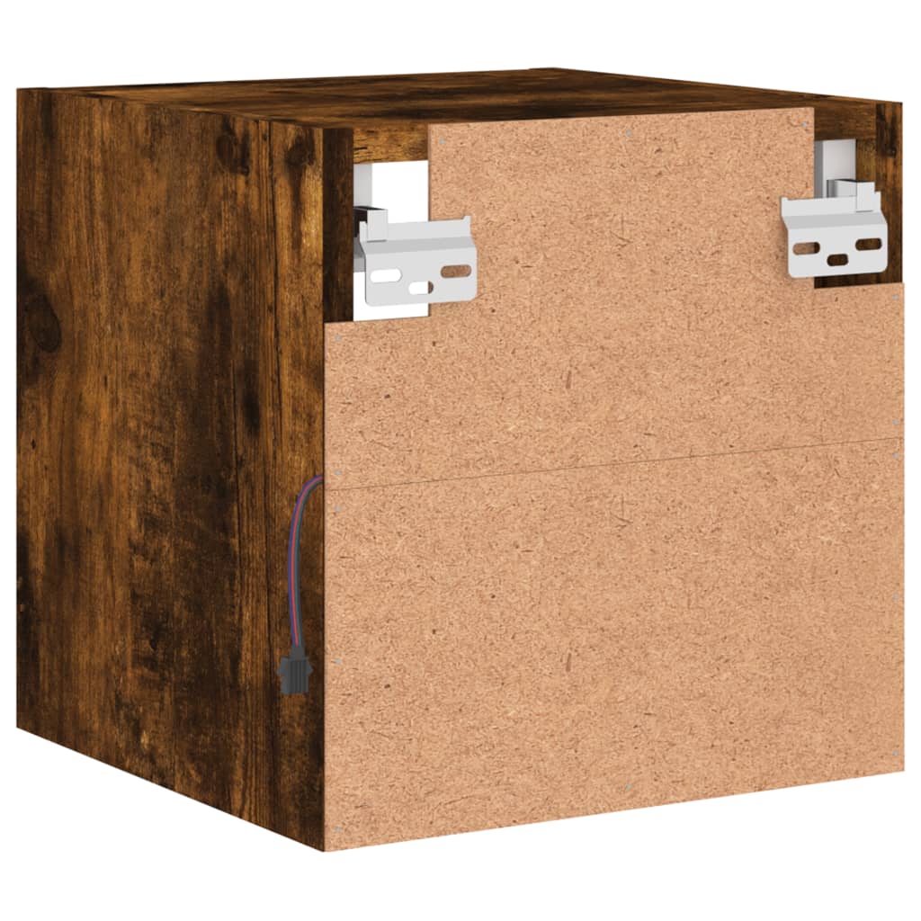 Mobile TV a Parete con Luci LED Rovere Fumo 30x28,5x30 cm - homemem39