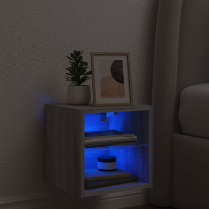 Mobile TV a Parete con Luci LED Grigio Sonoma 30x28,5x30 cm - homemem39