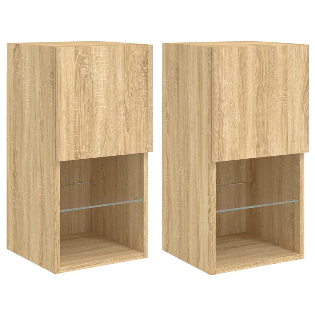 Mobili TV con Luci LED 2pz Rovere Sonoma 30,5x30x60 cm | homemem39