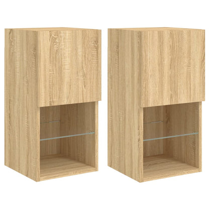 Mobili TV con Luci LED 2pz Rovere Sonoma 30,5x30x60 cm | homemem39