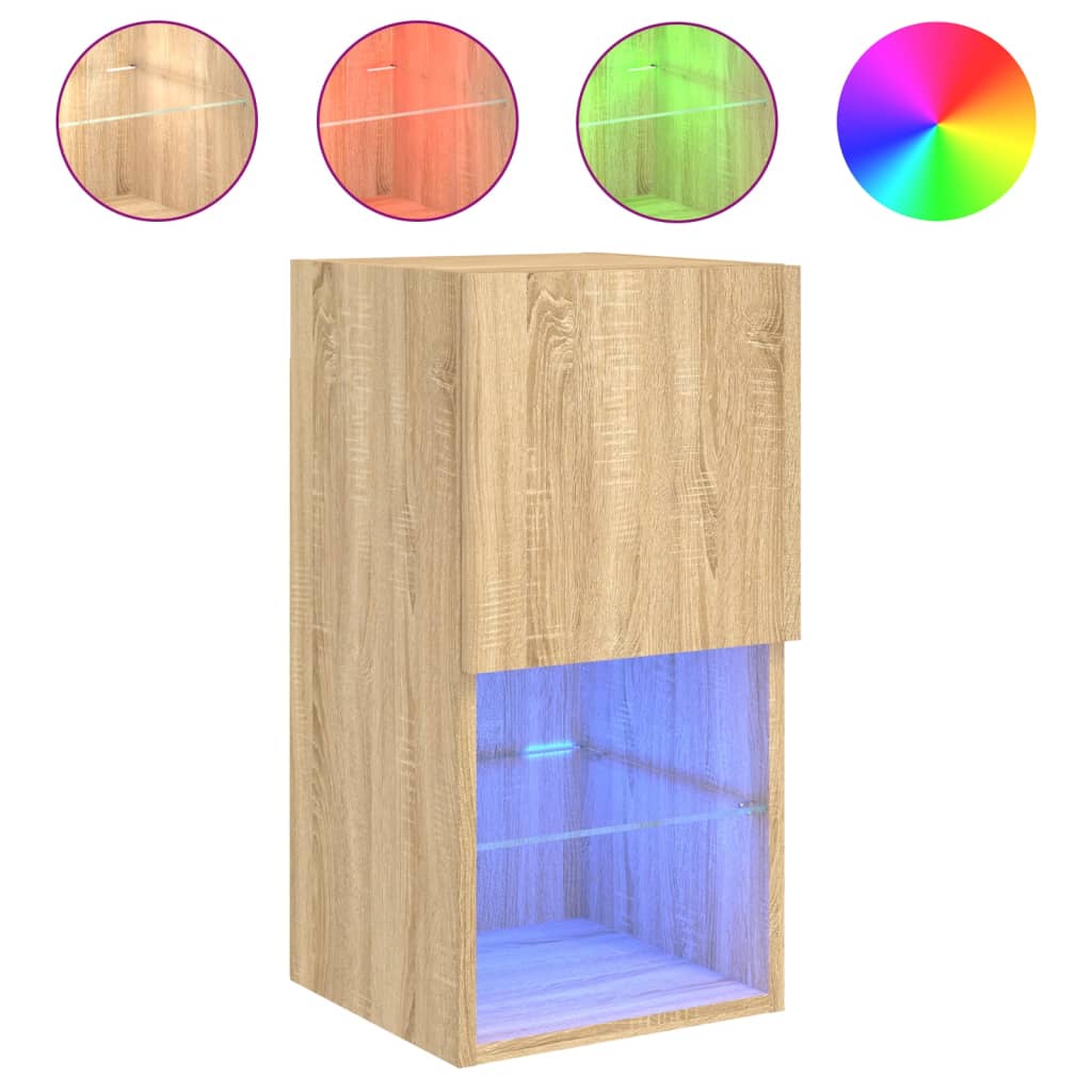 Mobili TV con Luci LED 2pz Rovere Sonoma 30,5x30x60 cm | homemem39