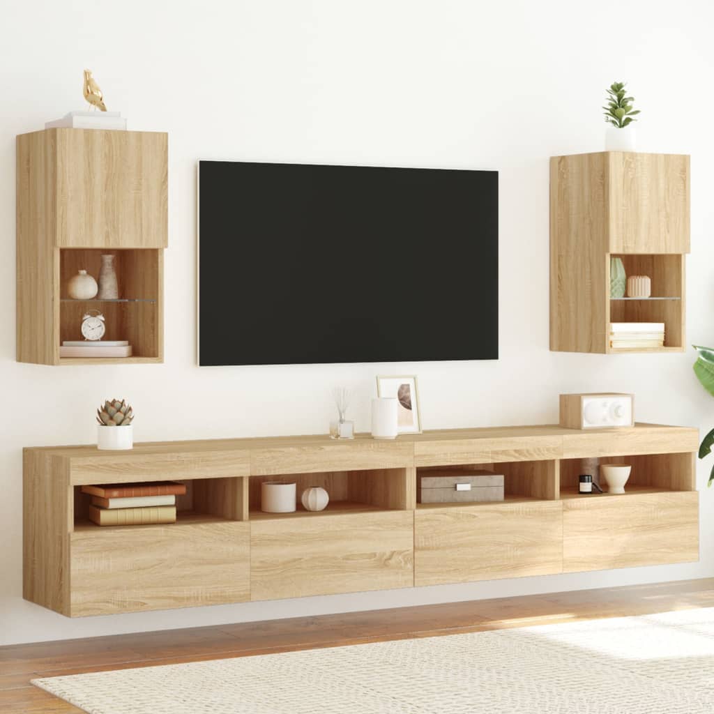 Mobili TV con Luci LED 2pz Rovere Sonoma 30,5x30x60 cm | homemem39
