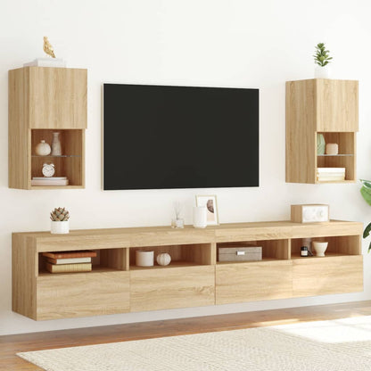 Mobili TV con Luci LED 2pz Rovere Sonoma 30,5x30x60 cm | homemem39