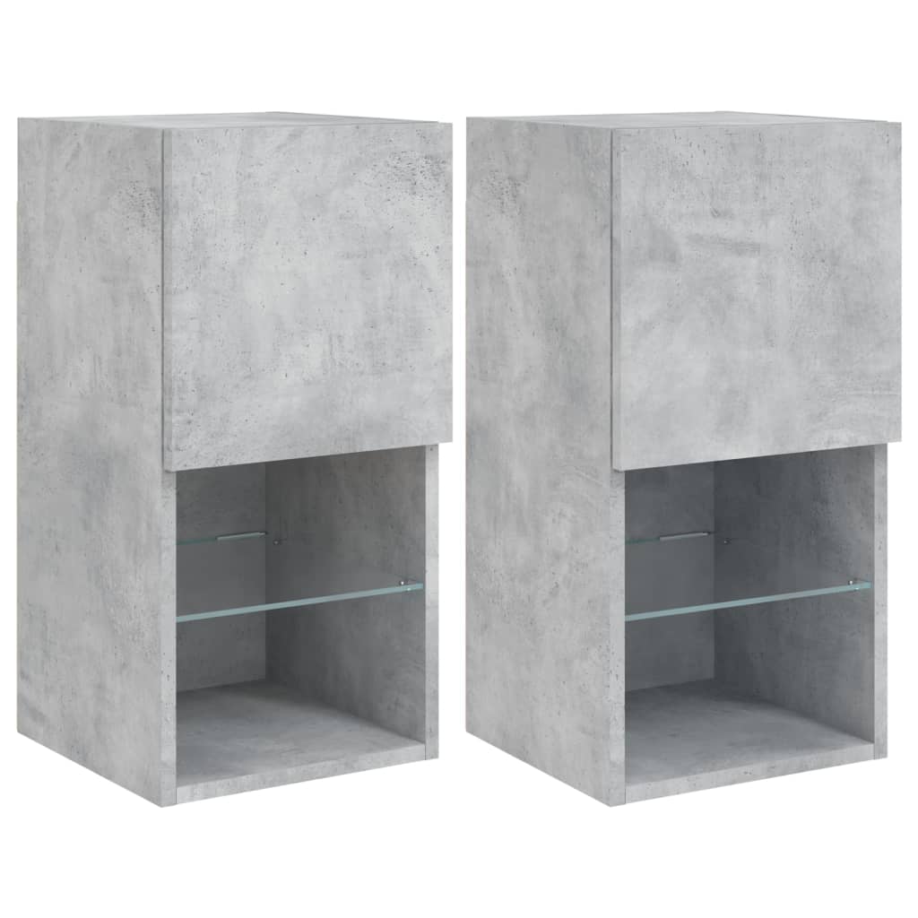 Mobili TV con Luci LED 2pz Grigio Cemento 30,5x30x60 cm | homemem39