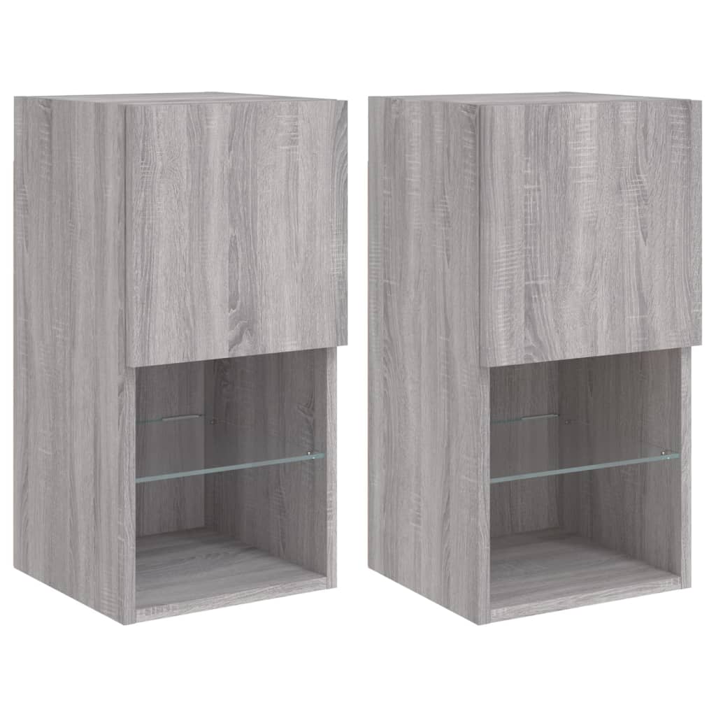 Mobili TV con Luci LED 2pz Grigio Sonoma 30,5x30x60 cm | homemem39
