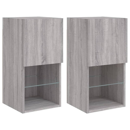 Mobili TV con Luci LED 2pz Grigio Sonoma 30,5x30x60 cm | homemem39