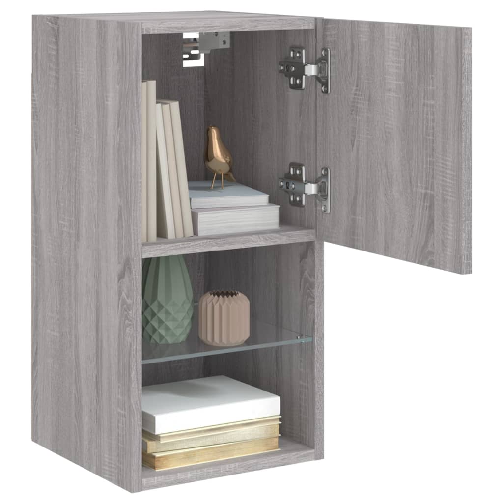 Mobili TV con Luci LED 2pz Grigio Sonoma 30,5x30x60 cm | homemem39