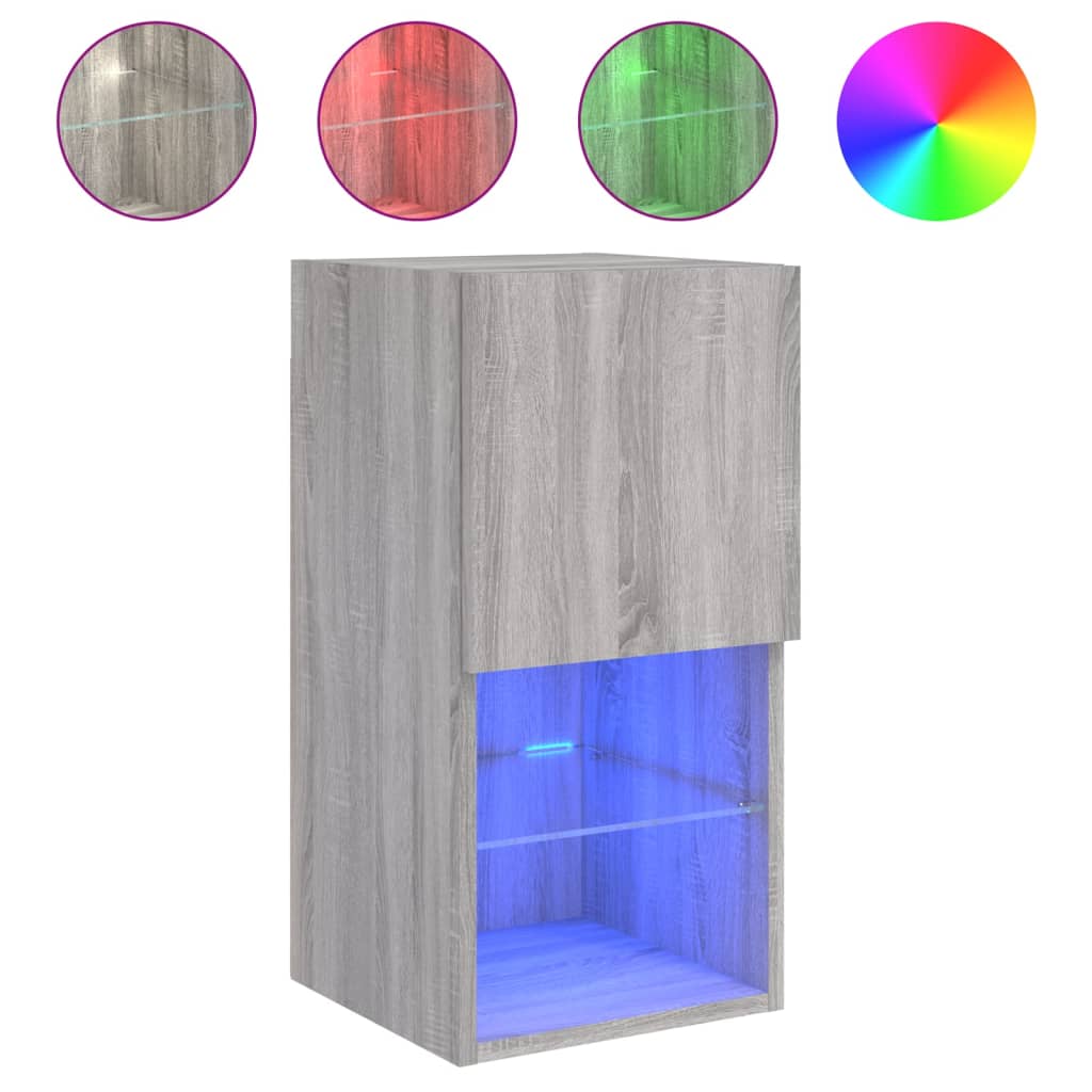 Mobili TV con Luci LED 2pz Grigio Sonoma 30,5x30x60 cm | homemem39