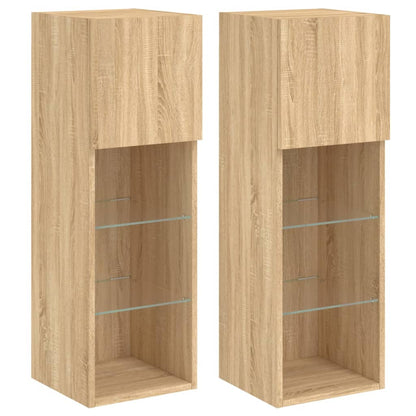 Mobili Porta TV con Luci LED 2 pz Rovere Sonoma 30,5x30x90 cm | homemem39