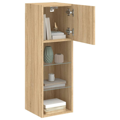 Mobili Porta TV con Luci LED 2 pz Rovere Sonoma 30,5x30x90 cm | homemem39