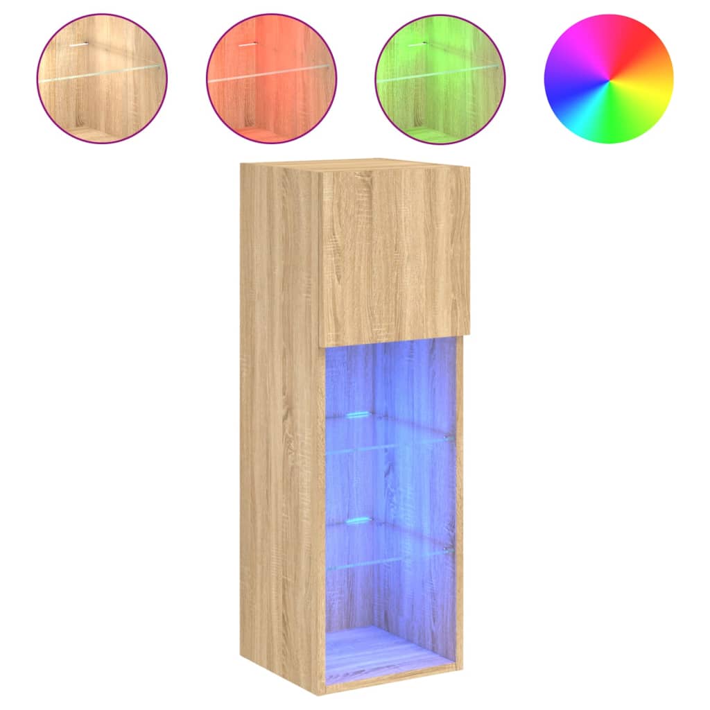 Mobili Porta TV con Luci LED 2 pz Rovere Sonoma 30,5x30x90 cm | homemem39