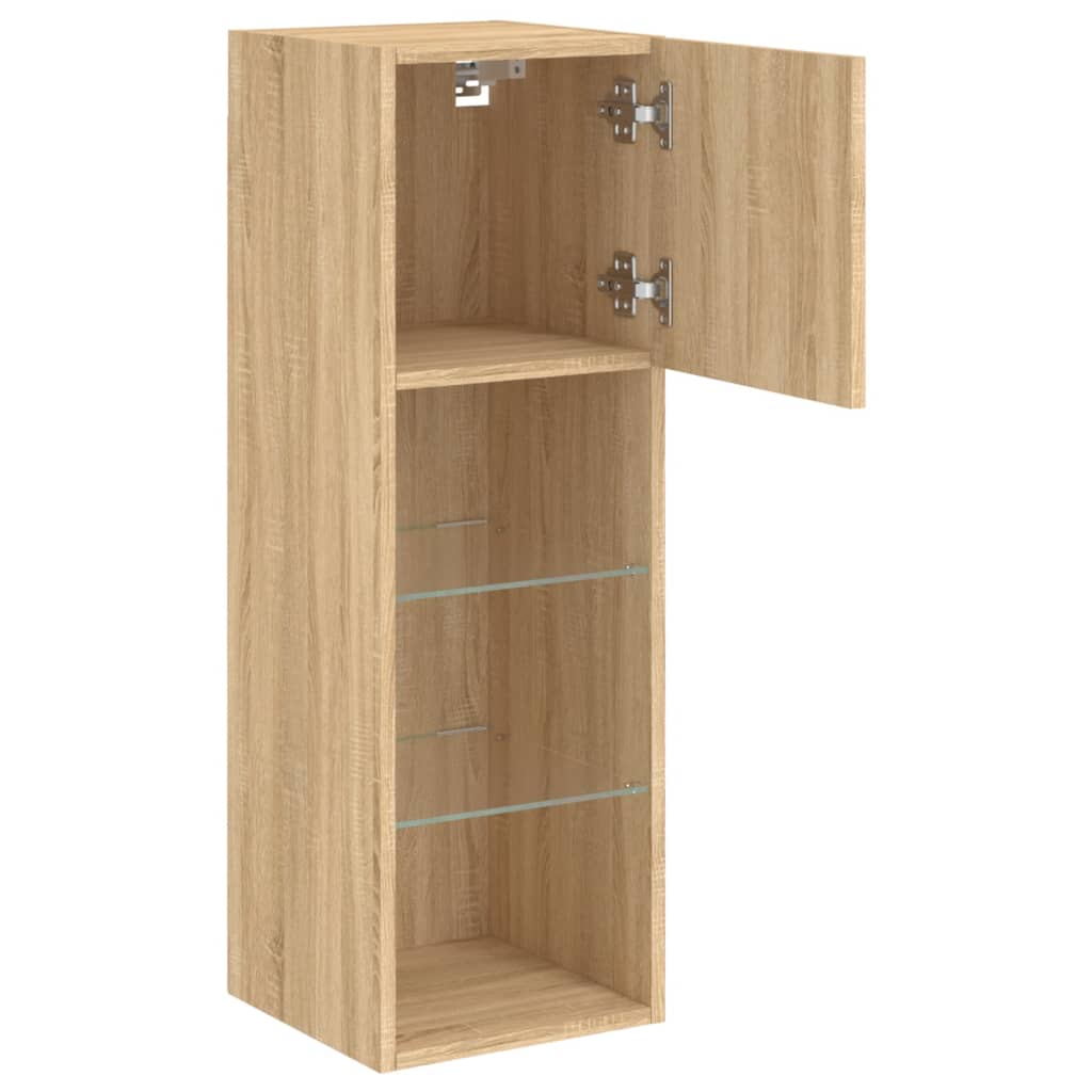 Mobili Porta TV con Luci LED 2 pz Rovere Sonoma 30,5x30x90 cm | homemem39