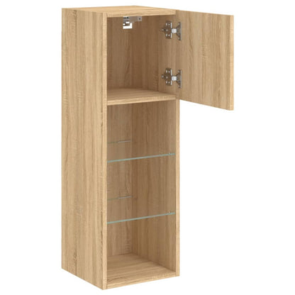 Mobili Porta TV con Luci LED 2 pz Rovere Sonoma 30,5x30x90 cm | homemem39