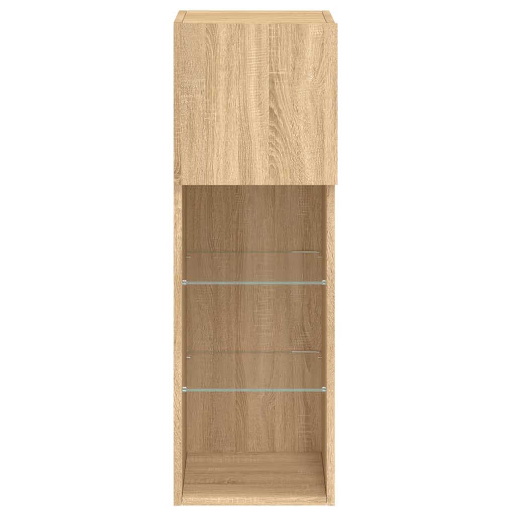 Mobili Porta TV con Luci LED 2 pz Rovere Sonoma 30,5x30x90 cm | homemem39