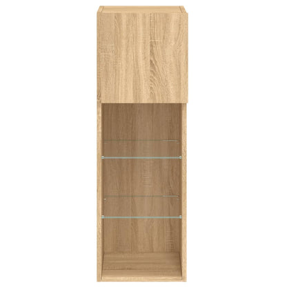Mobili Porta TV con Luci LED 2 pz Rovere Sonoma 30,5x30x90 cm | homemem39