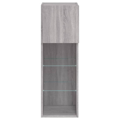 Mobile TV con Luci LED Grigio Sonoma 30,5x30x90 cm