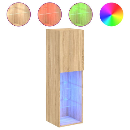 Mobile TV con Luci LED Rovere Sonoma 30,5x30x102 cm